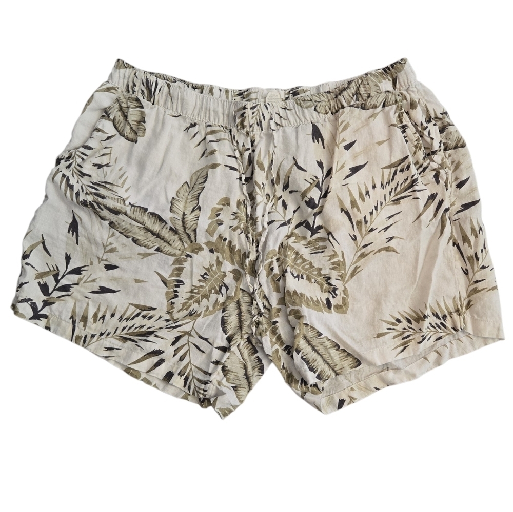 C & C CALIFORNIA 100% LINEN TROPICAL JUNGLE PRINT SHORTS. SIZE 2X.